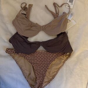 L*Space Brown and Patterned Tan Bikini Set